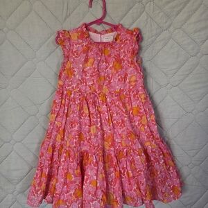 Floral Pink and Orange Kids Dress